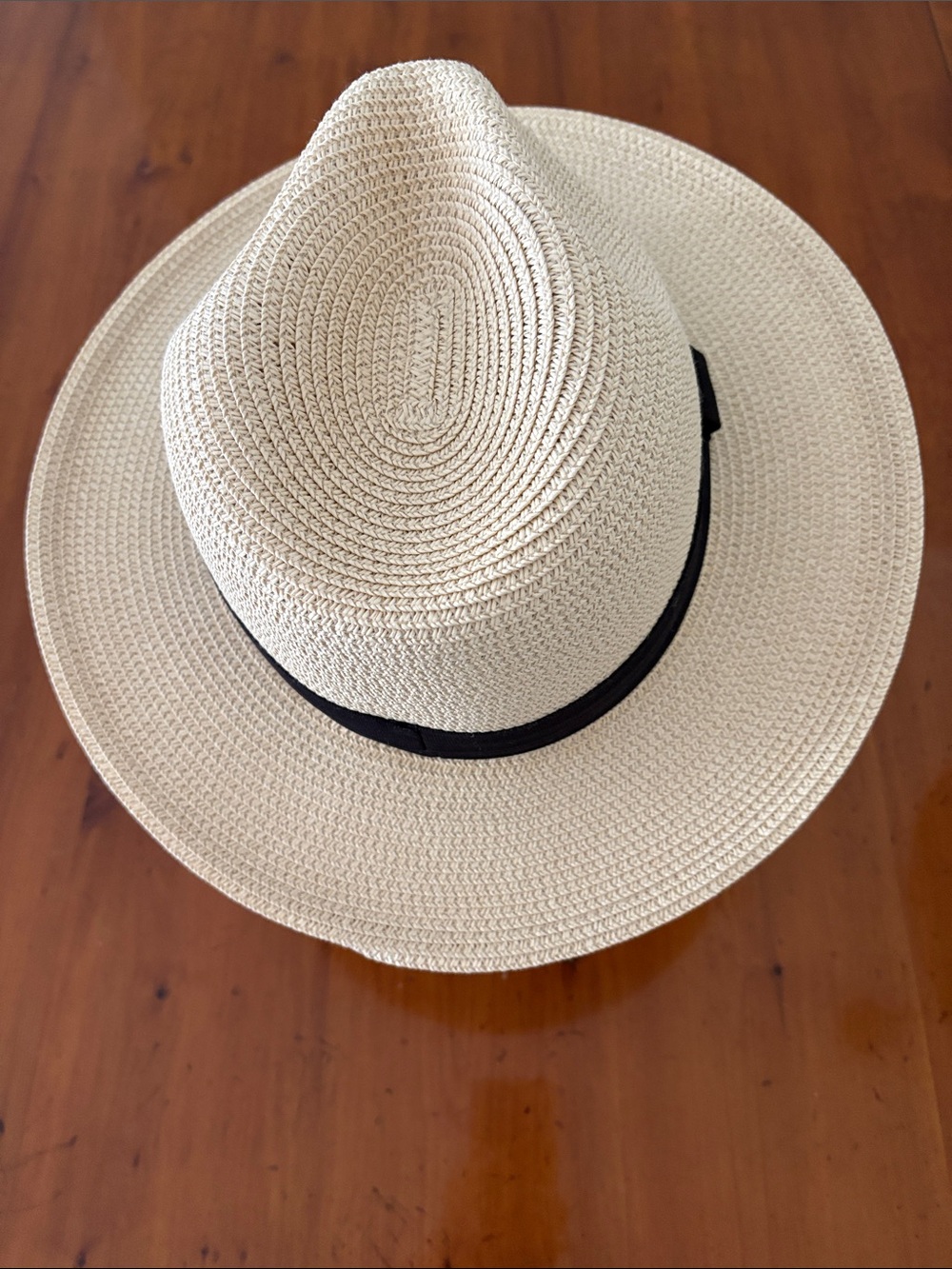 Classic Straw Fedora Hat with Black Band - Neutral - Picture 3 of 6